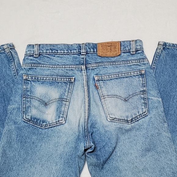 VINTAGE 80s Levi's 405 Orange Tab Light Stone Wash High Rise Straight Leg Jean 4 - Picture 9 of 14